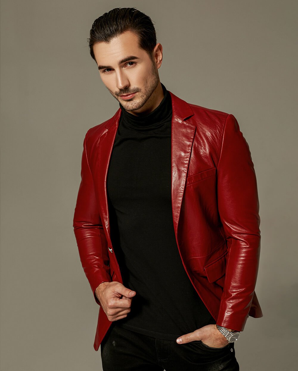 Men's Red Leather Jackets and Coats ...